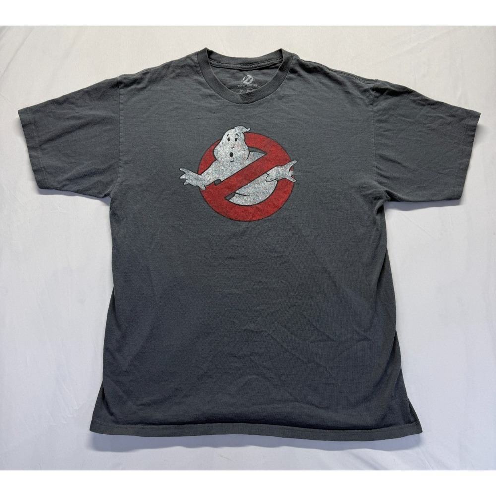 Mad Engine T Shirt Men XL Gray Graphic Print Ghostbusters Distressed Logo Cotton
